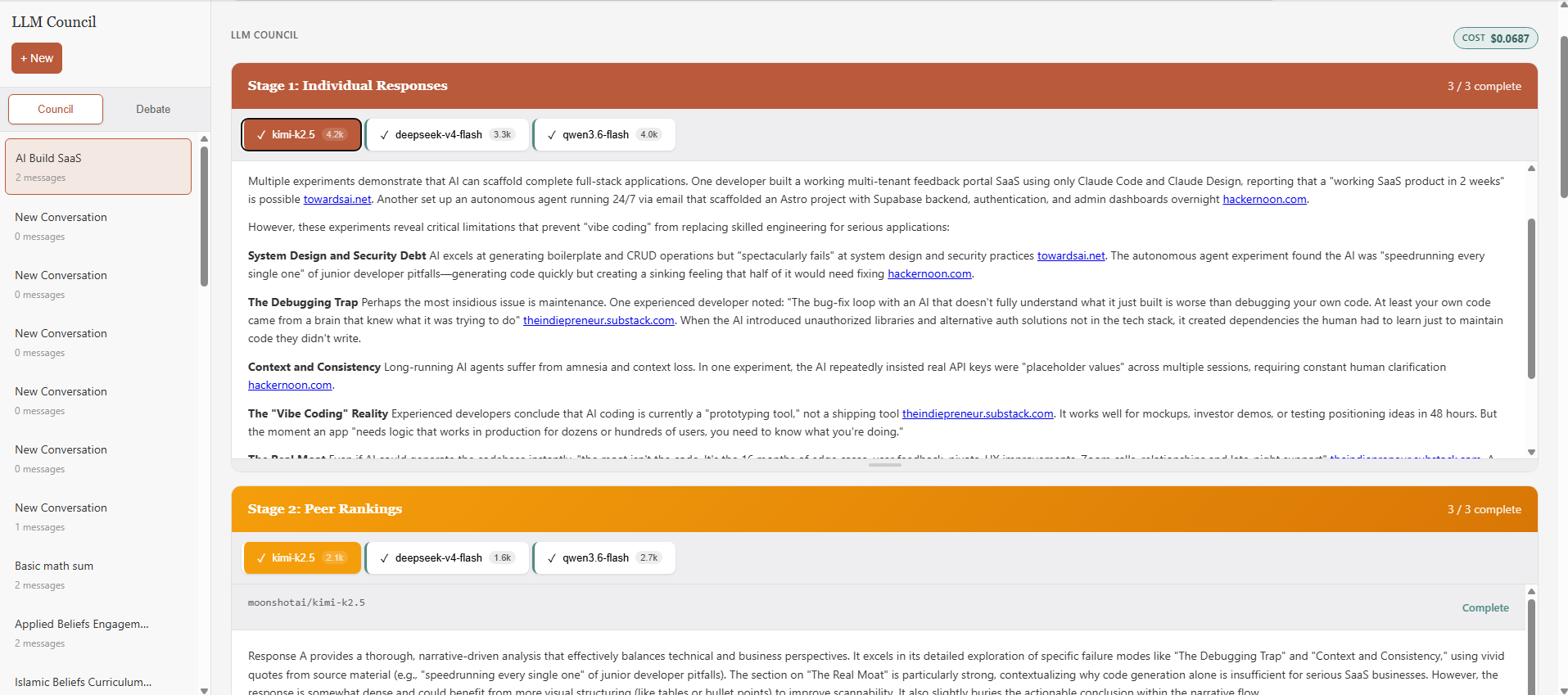 Council mode: parallel answers and peer review