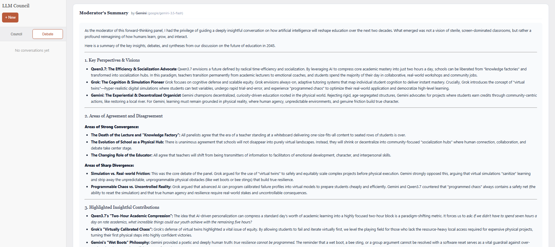 Moderator's synthesized summary